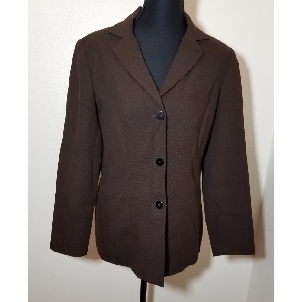 Worthington Womens 4P Brown Blazer Business Preppy Minimalist Academia Old Money